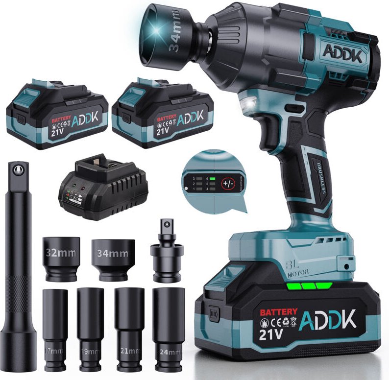 Bürstenloser elektrischer Schlagschrauber, 21 v, 2 x 4,0 Ah, Akkus, 1/2 Zoll, 6 Geschwindigkeiten, 2600 U/min, für den R...