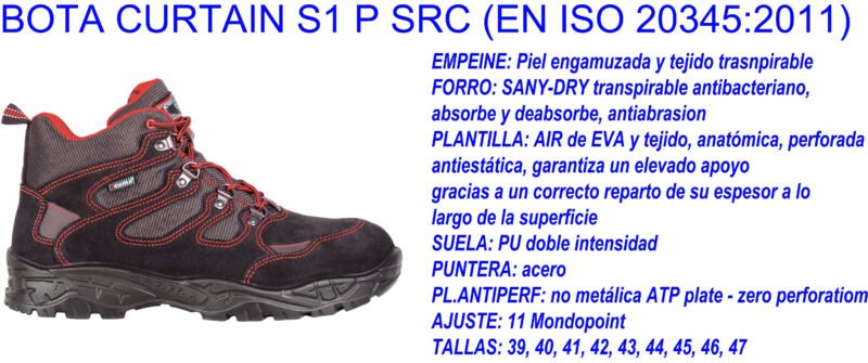 COFRA Vorhangstiefel Nr. 44S1 P SRCPUNT Stahl mit Einlegesohle 22300-001