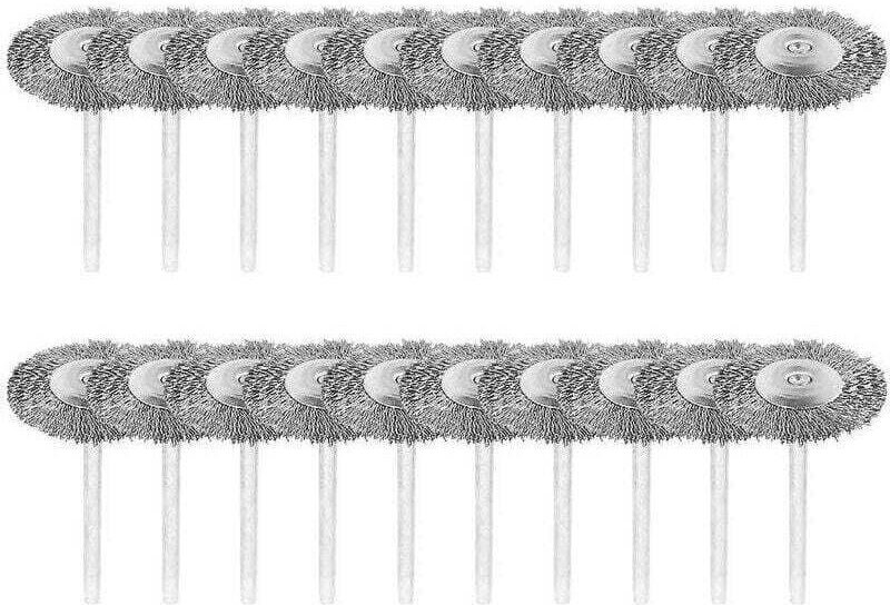 Set mit 20 Drahtbürsten mit 3 mm Edelstahlschaft zum Polieren des Dremel Cisea Rotationswerkzeugs