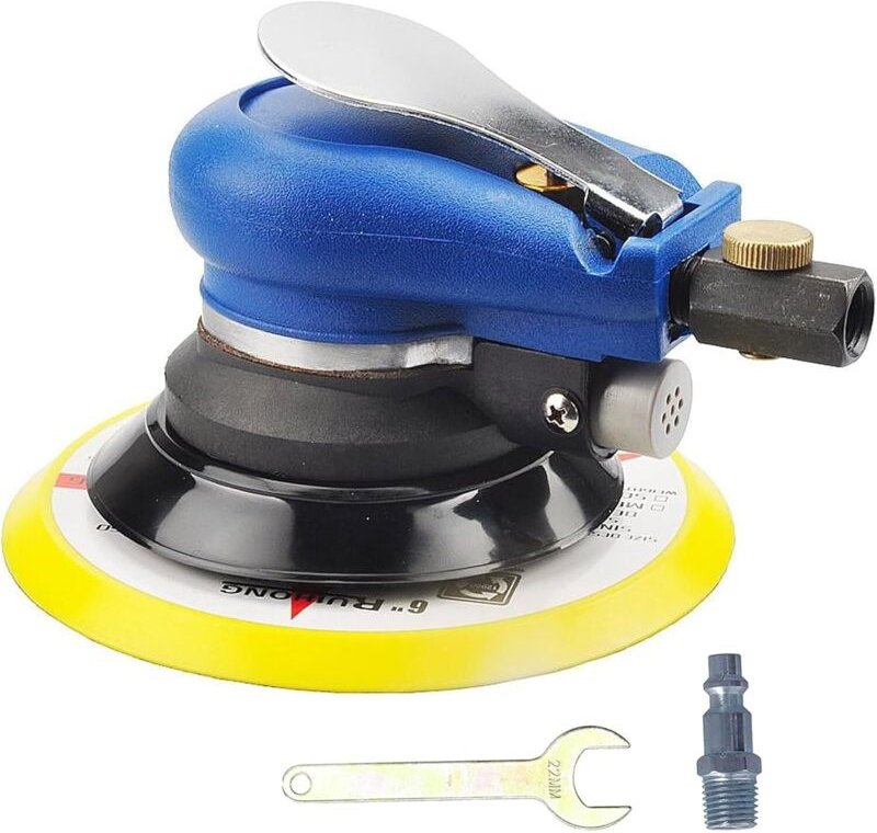 Pneumatischer Exzenterschleifer mit Druckluftantrieb, 125-mm-Scheibe (5 Zoll), Multifunktions-Exzenterpolierer/Sandstrah...