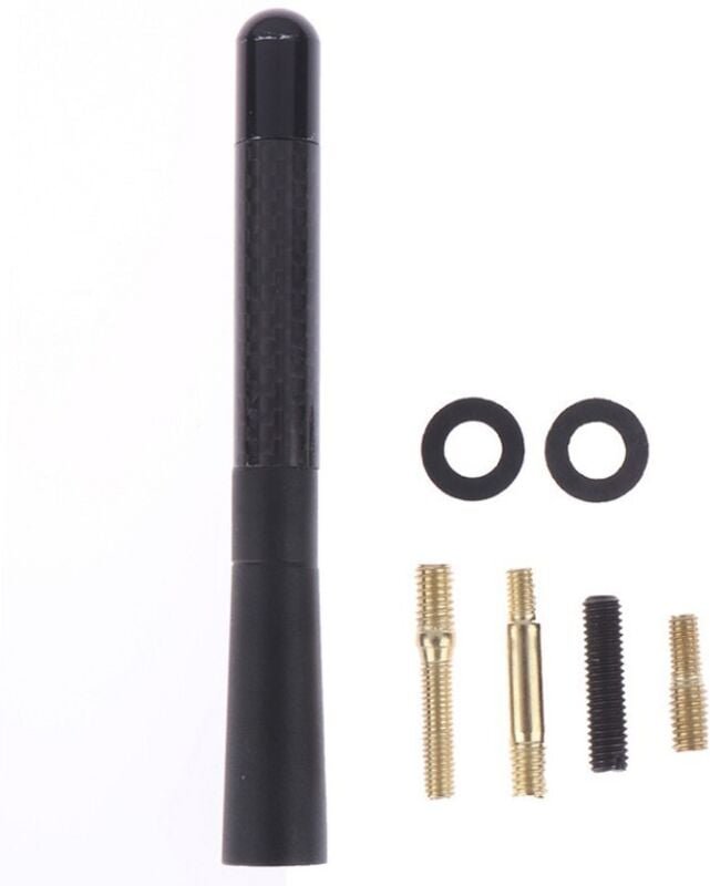 Kurze Autoantenne aus Kohlefaser, 4,7-Zoll-AM/FM-Radioempfangsantenne, patriotisches Kfz-Ersatzteil mit 9 Adaptern, 2 Sc...