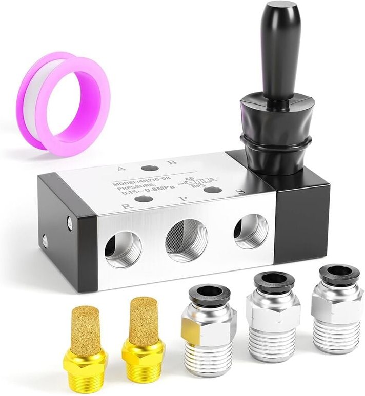 1/4 Zoll npt 5-Wege-3-Positionen-Lufthandhebelventil Pneumatisches Magnetventil Manuelle Steuerung Push-Pull 4H210-08