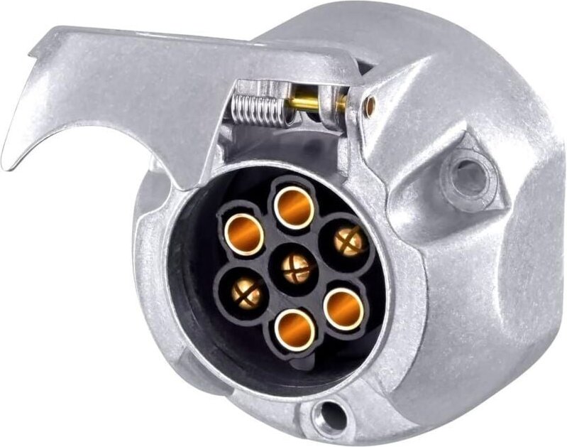7-polige Metall-Anhängersteckdose mit Montagematerial, 13P12V-Anhängerstecker für Pkw, Anhängersteckdose aus Aluminiumle...