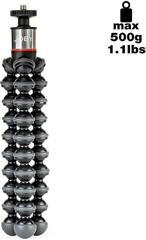 JOBY GorillaPod 500 - Mini-Flexibles Stativ mit integriertem Kugelkopf für 360° und Kompaktkameras, Gewicht bis zu 500g,...