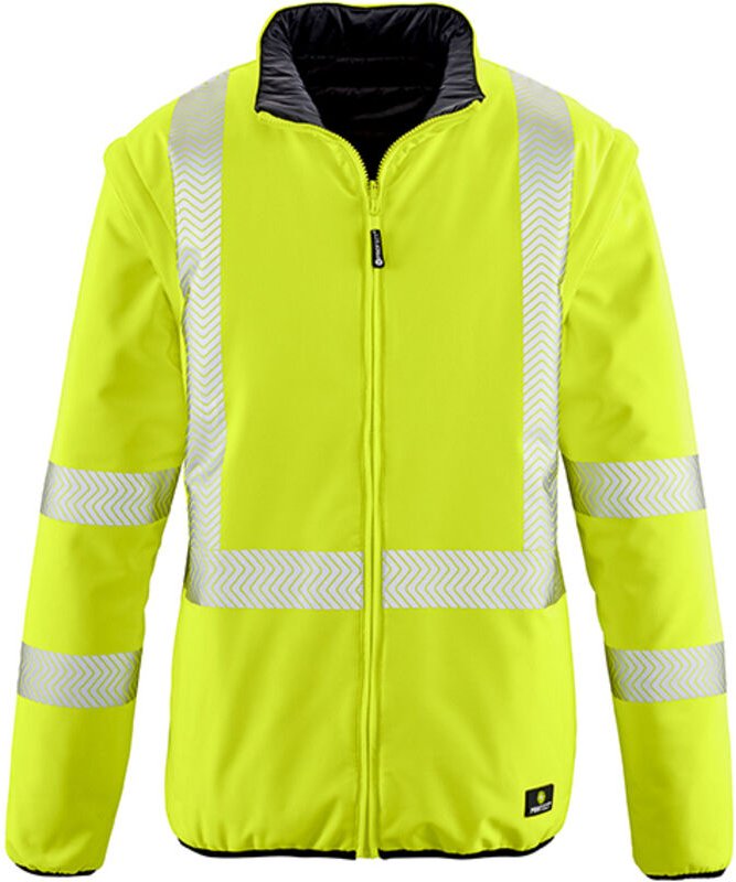 Warnschutz-Softshellwendejacke RENO leuchtgelb/schwarz Größe 6XL