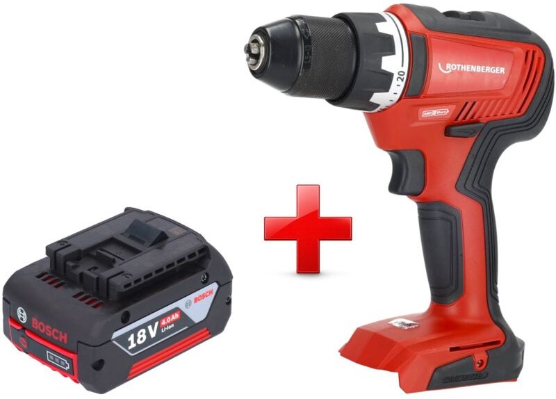 Rothenberger RO DD55 Akku Bohrschrauber 18 V 55 Nm Brushless AMPShare + 1x Akku 4,0 Ah - ohne Ladegerät