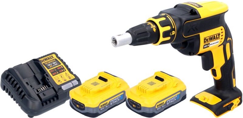 DeWalt DCF 620 H2 Akku Trockenbauschrauber 18 V 30 Nm Brushless + 2x Powerstack Akku 5,0 Ah + Ladegerät