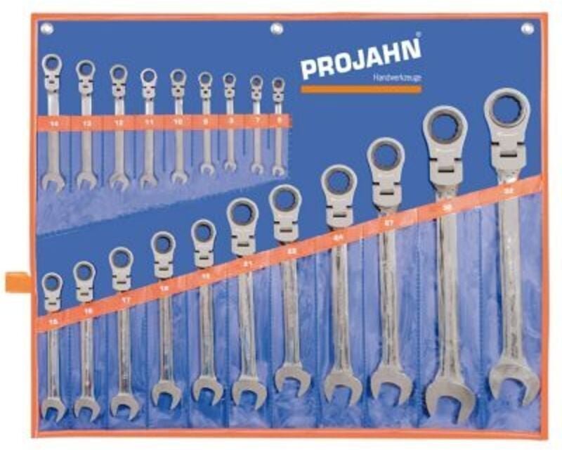 Projahn GearTech Schlüssel Satz Rolltasche 20-tlg., flexibel 6 - 7 - 8 - 9 - 10 - 11 - 12 - 13 - 14 - 15 - 16 - 17 - 18 ...