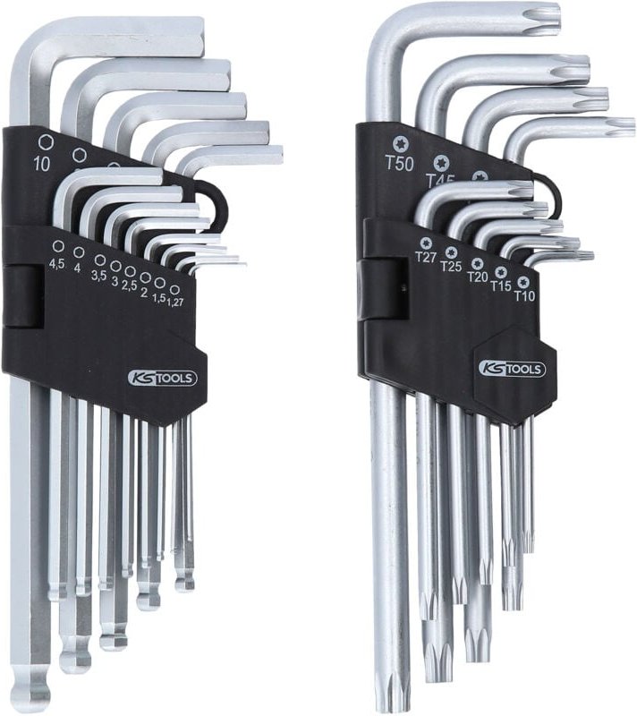 Winkelstiftschlüssel-Satz, Torx, Innensechskant, 22-tlg