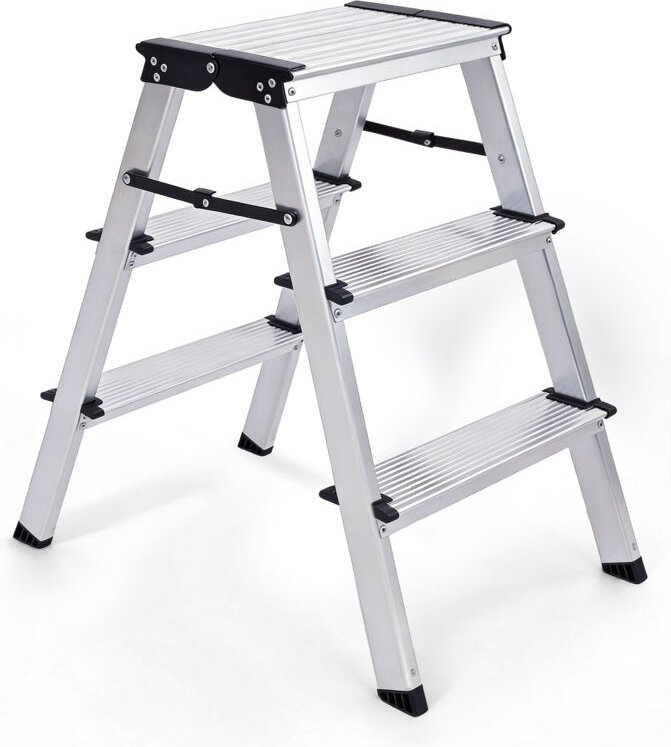 Sekey 3-stufige Aluminium-Trittleiter – sicherer Stand für höhere Arbeiten im Haushalt, Garten und in der Garage