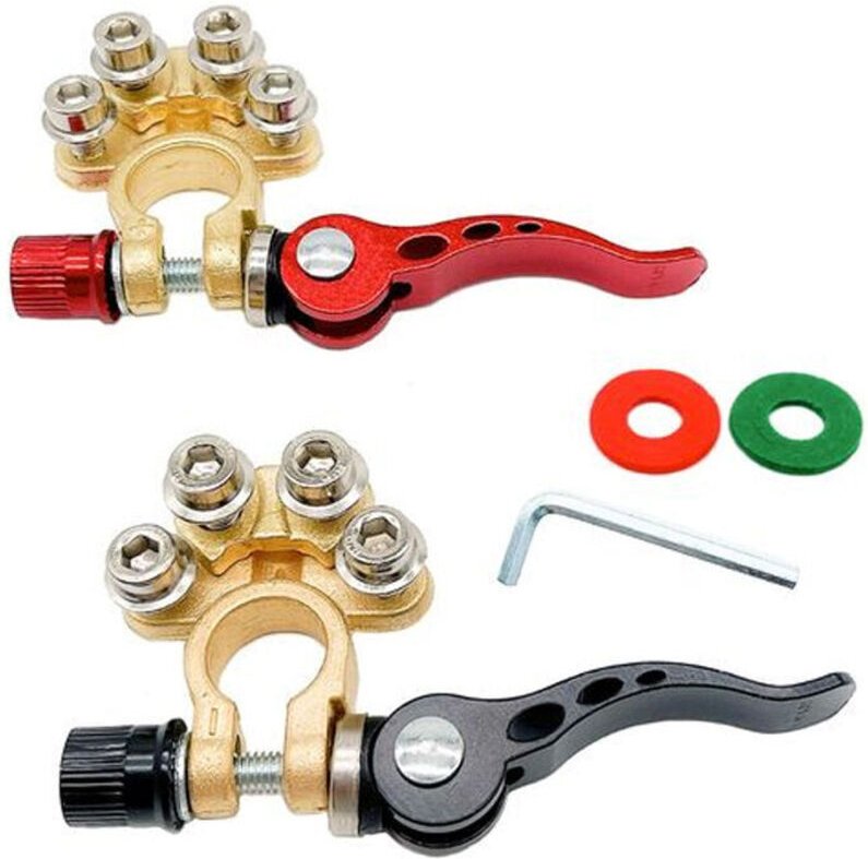 Schnellverschluss-Batterieklemmen für Plus- und Minuspol – 2 Stück Batterieklemmen für Pkw, Lkw und Busse – Rot und Schw...