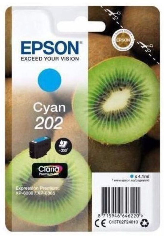 Epson Kiwi Singlepack Cyan 202 Claria Premium Ink