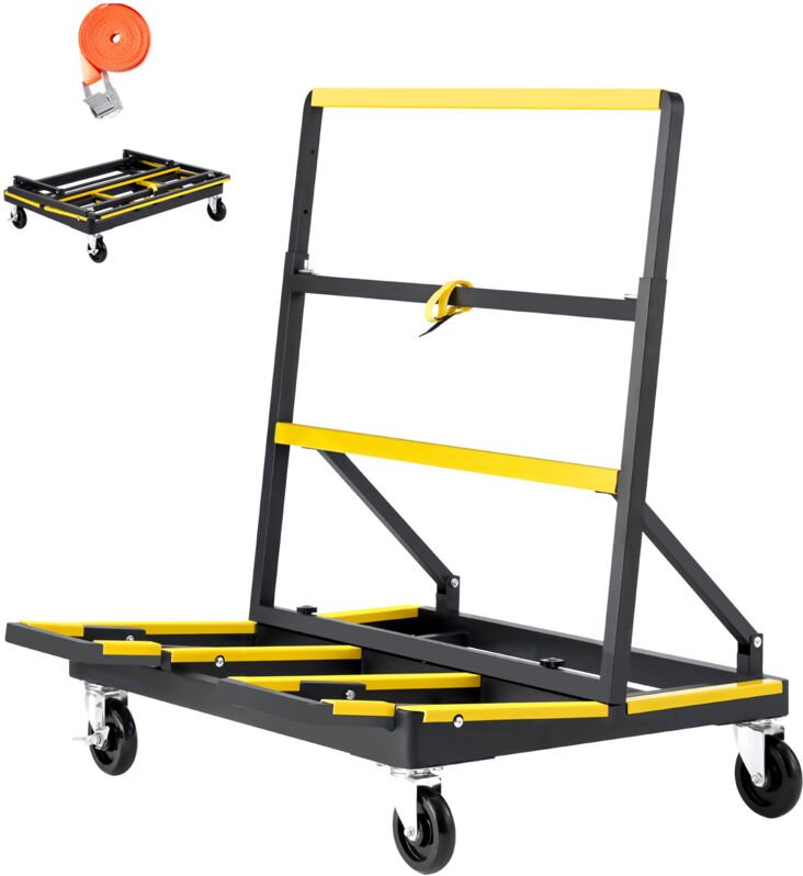 Mophorn Plattenwagen mit 816 kg Tragkraft, Transporthilfe mit 4 Lenkrollen & ausziehbarer Ladefläche, klappbarer Wagen m...