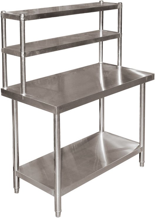 Wiltec - Edelstahl Arbeitstisch 120x60x145cm Gastro Tisch mit zweistöckigem Regal und höhenverstellbaren Tischfüßen für ...