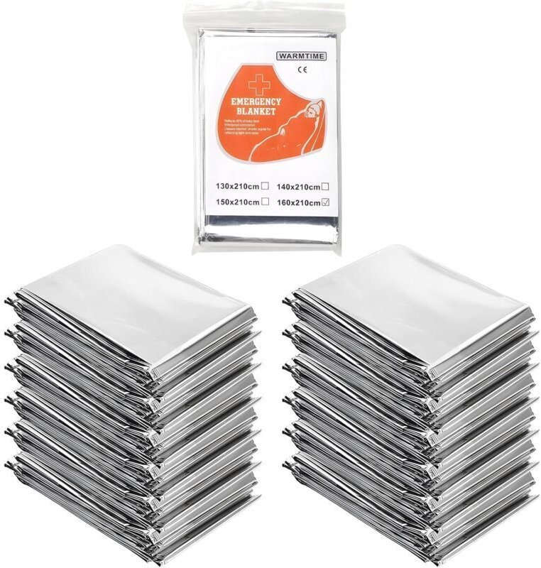 12-teiliges Überlebensdecken-Set, 210 × 160 cm extra große, wiederverwendbare Thermodecke, Notfalldecke für Wandern, Cam...
