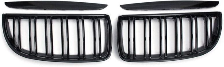 Csparkv - Schwarz glänzend) Set mit 2 Doppellamellen-Sportnierengittern für bmw E90 2005–2008