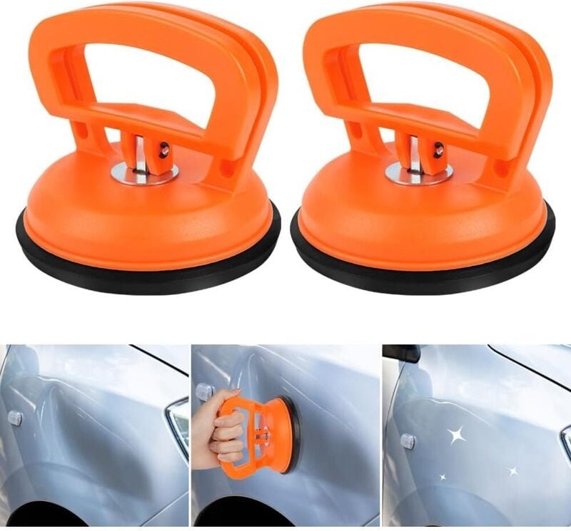 Karosserie-Ausbeulset, 2-teiliges Werkzeugset, Saugnapf zur Ausbeulung, Ausbeulwerkzeug, Orange
