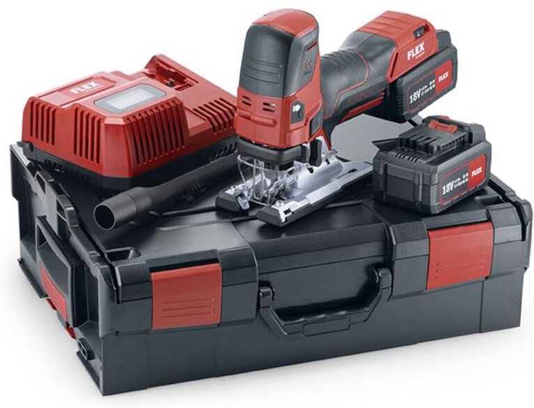 Flex - 18V Stichsäge js 18.0-EC/5.0 Set 2 Akkus + Ladegerät + Koffer + Zubehör - 489778