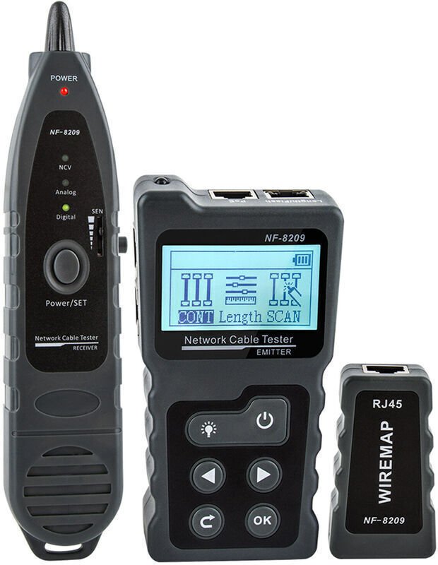 Multifunktionales LCD-Netzwerkkabeltestgerät, PoE-Kabel-Tracker, Online-PoE-Spannungs- und Stromtester mit Kabeltester u...