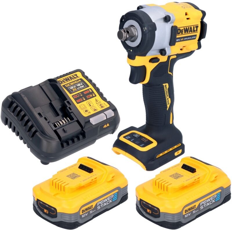 DeWalt DCF 921 H2 Akku Schlagschrauber 18 V 400 Nm 1/2" Brushless + 2x Powerstack Akku 5,0 Ah + Ladegerät
