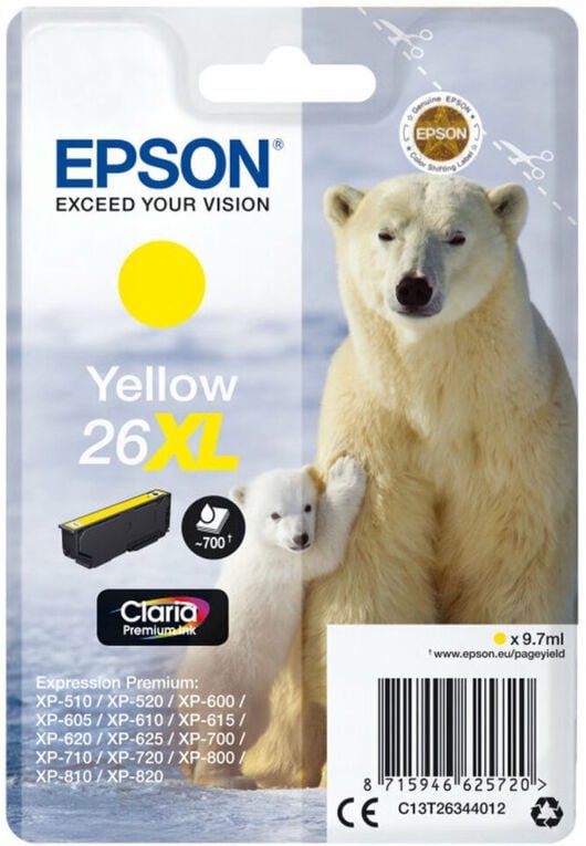 Epson 26XL Original Druckerpatrone Gelb mit hoher Kapazität T2634 (C13T26344012)