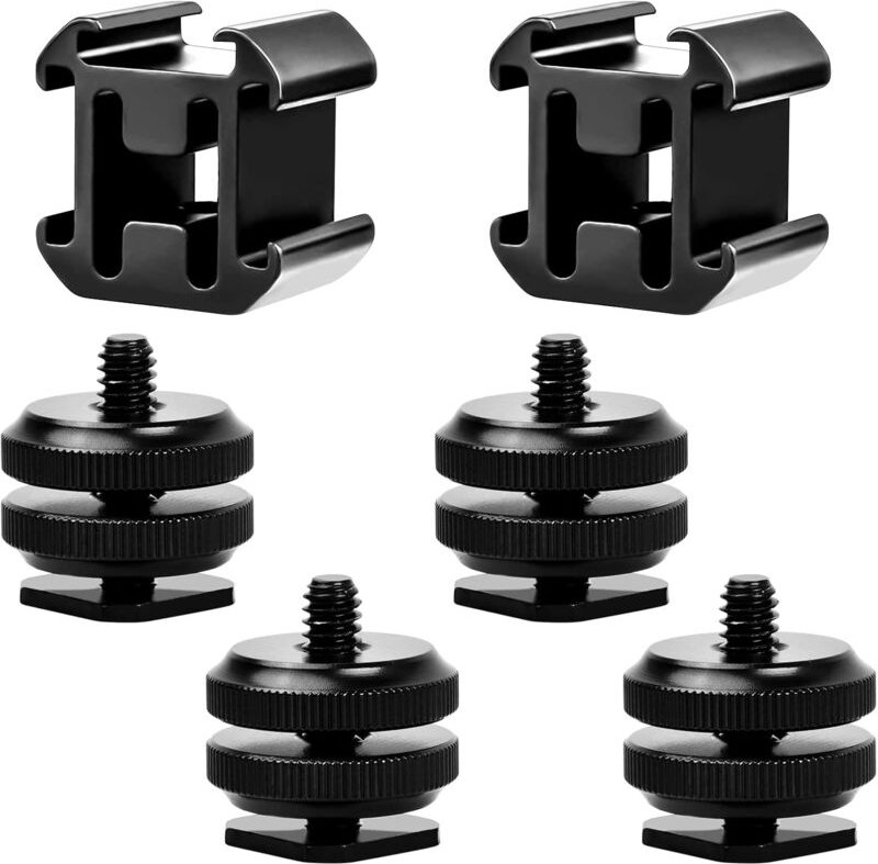6-teiliger Kameraschuh-Adapter, dreifache Blitzschuh-Halterung, Blitzschuh-Halterung, 1/4-Zoll-20-Kaltschuh-Montageadapt...