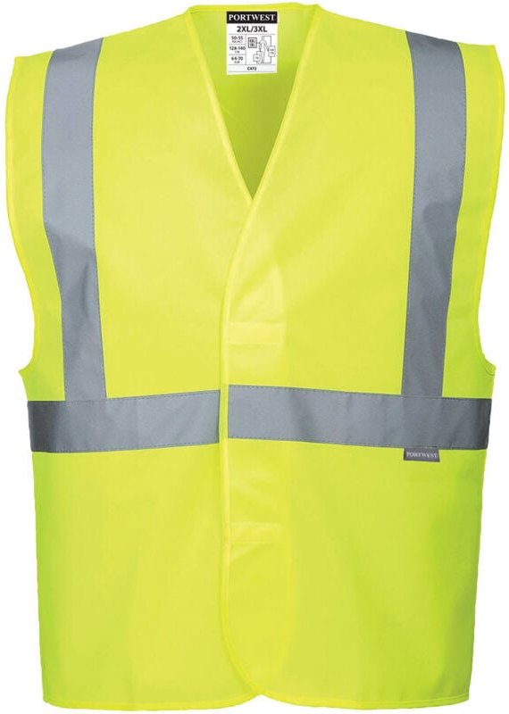 Warnweste mit Streifen und Trägern Hi-Vis Gelb 4XL/5XL