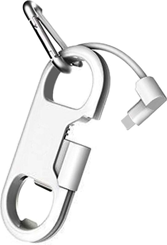 Ladekabel + Schlüsselanhänger + Aluminium-Karabiner, Tragbares, Multifunktionales Schlüsselanhänger-USB-Ladekabel, Kurze...