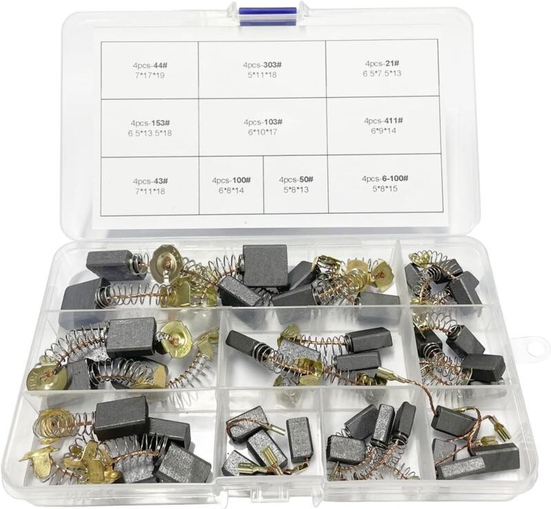 40 Stück 10 Größen Elektrowerkzeug Kohlebürsten Ersatz,Motor Kohlebürsten für Elektrowerkzeuge,Universal Kohlebürsten fü...