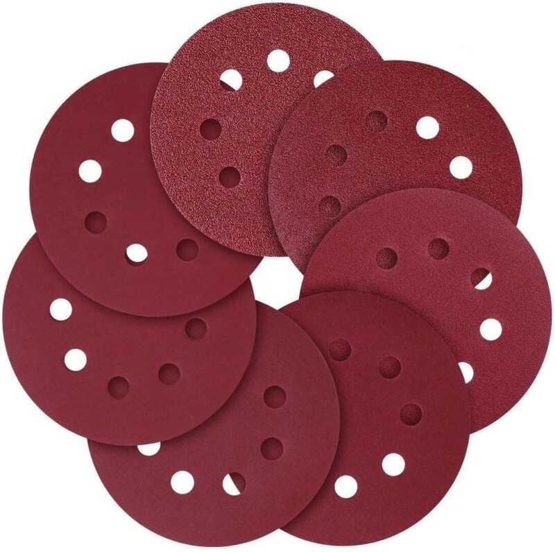 Schleifscheibe, 5" (125 mm), 8 Stück Schleifpapier mit Körnung, sortiert 40/80/120/240/320/600/800 (70 Stück)