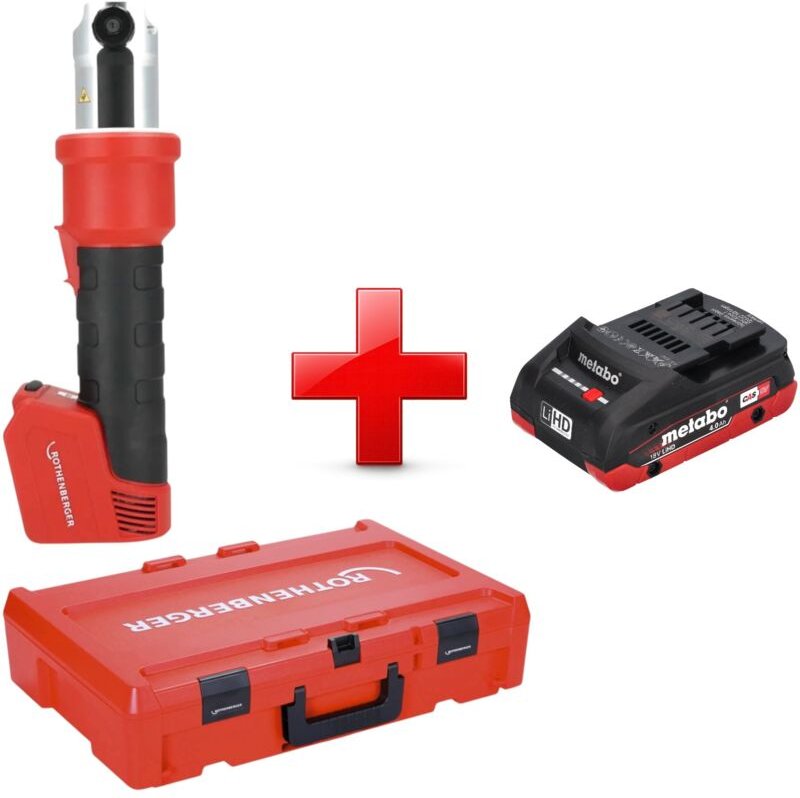Rothenberger ROMAX NANO Akku Pressmaschine 18 V 34 kN CAS + 1x LiHD Akku 4,0 Ah + Rocase - ohne Ladegerät