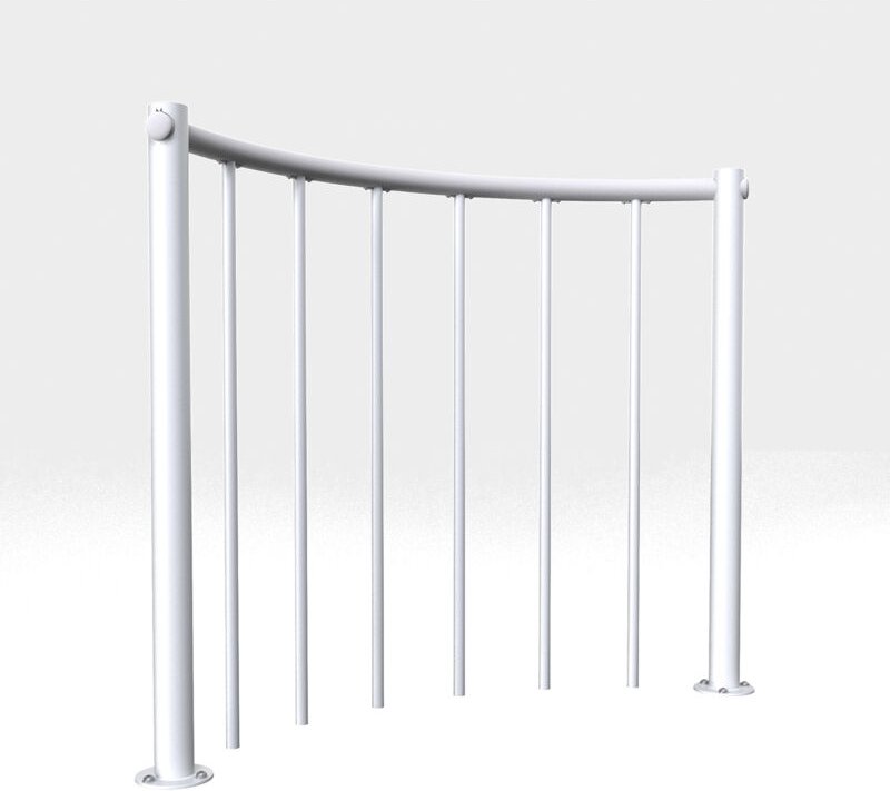 Minka Brüstungsgeländer mit vertikalen Stäben und Holz-Handlauf rund Weiß Weiß 160cm