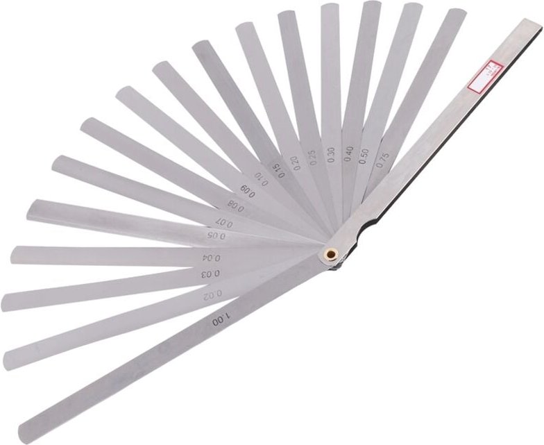 200 mm lang, 17 Blätter, 0,02 mm - 1,0 mm Abstand, dicke Messfühlerlehre