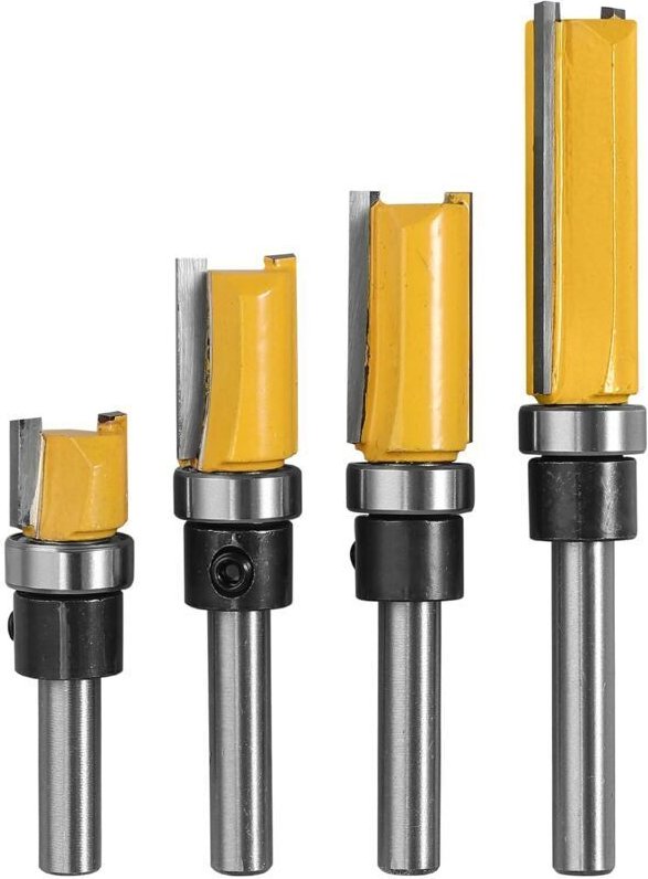 Stück 1/4" Holzfräser-Kopierfräser (4 Größen) aus hochwertigem legiertem Stahl mit Klingen 10 mm, 20 mm, 25 mm, 38 mm fü...