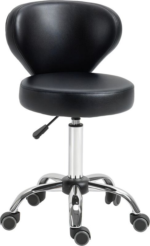 Rollhocker höhenverstellbar Drehhocker drehbar Salon Hocker mit Lehne, Rädern, Arbeitshocker für Büro, Wohnzimmer, Kunst...