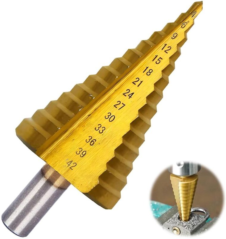 Stufenbohrer, Metallstufenbohrer, Metallbohrer, Metallfräsmaschine, Holzfräser, 4–42 mm, HSS-Kegelbohrer, geeignet für H...