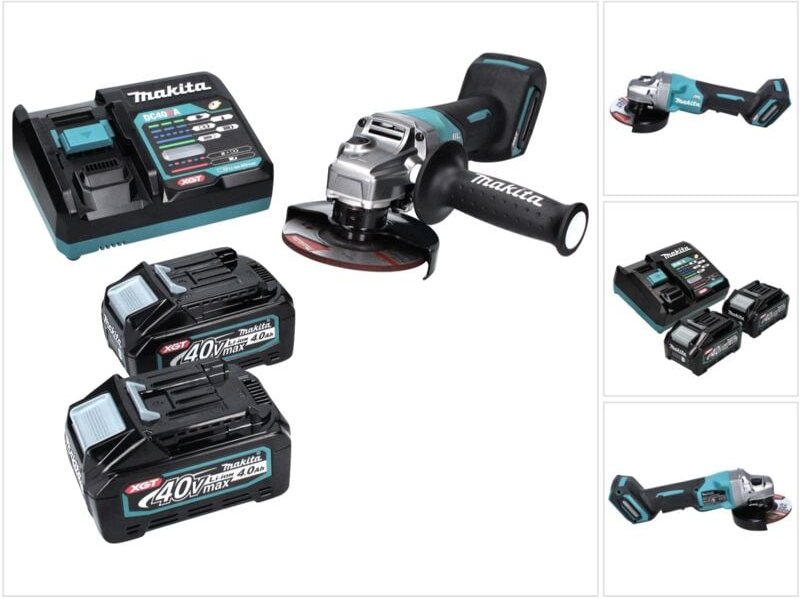Makita GA 016 GM2 Akku Winkelschleifer 40 V max. 125 mm Brushless XGT + 2x Akku 4,0 Ah + Ladegerät