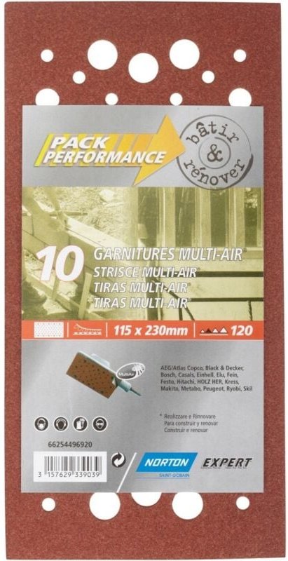Set mit 10 NORTON Schleifpads, 115 x 230 mm, Körnung 120 Norton