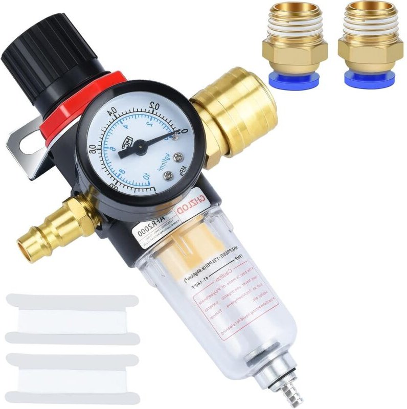 Druckluftregler, Luftfilter, 1/4-Zoll-BPS-Druckregler mit Wasserabscheider, deutsche Schnellkupplungen und Manometer