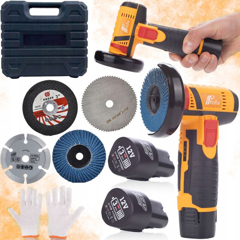 Rosfix Mini-Schleifmaschine Rosfix Blue Bird 12V MBB12V + 75 mm segmentierte Diamantscheibe für Baumaterialien für 12-V-...