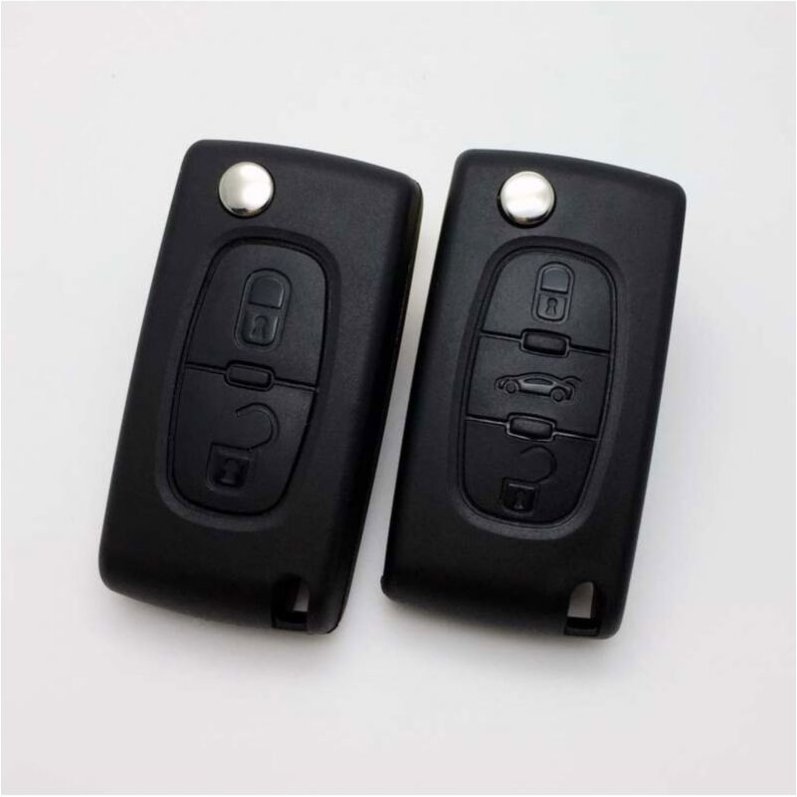 Klappbares Autoschlüsselgehäuse mit 2 Tasten, kompatibel mit PEUGEOT CITROËN