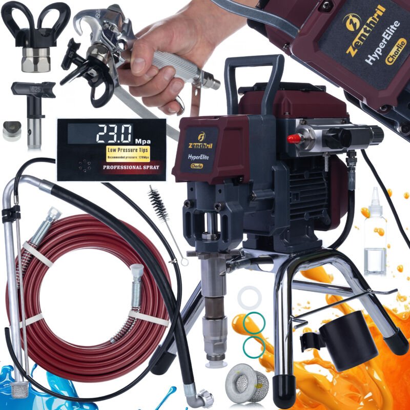 Zenthril Charlie HyperElite – Airless Farbspritzgerät 2500 W, 25 MPa, 3,5 l/min, max. 0,031" Düse LCD & Sprachsteuerung ...