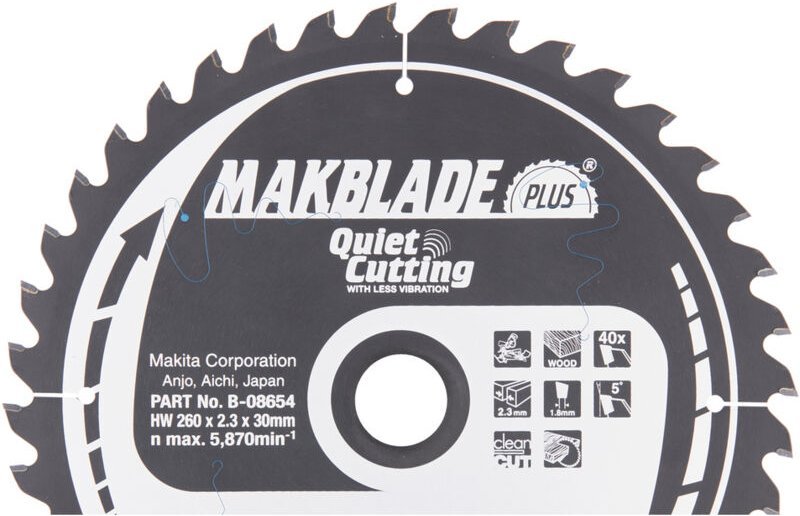 Makita Kreissägeblatt, MAKBLADE PLUS 260 x 30 mm • 40 Zähne • Holz