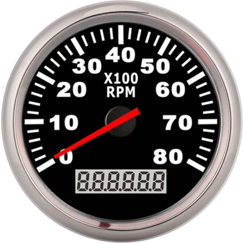 Wasserdichter Drehzahlmesser, 85 mm digitaler Zeiger-Drehzahlmesser 8000 U/min-Anzeige rote LED-Hintergrundbeleuchtung M...