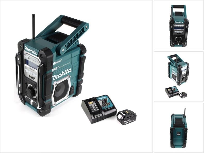 Makita DMR 112 RG1 Akku Baustellen Radio 7,2 - 18V Bluetooth DAB+ + 1x 6,0Ah Akku + Ladegerät