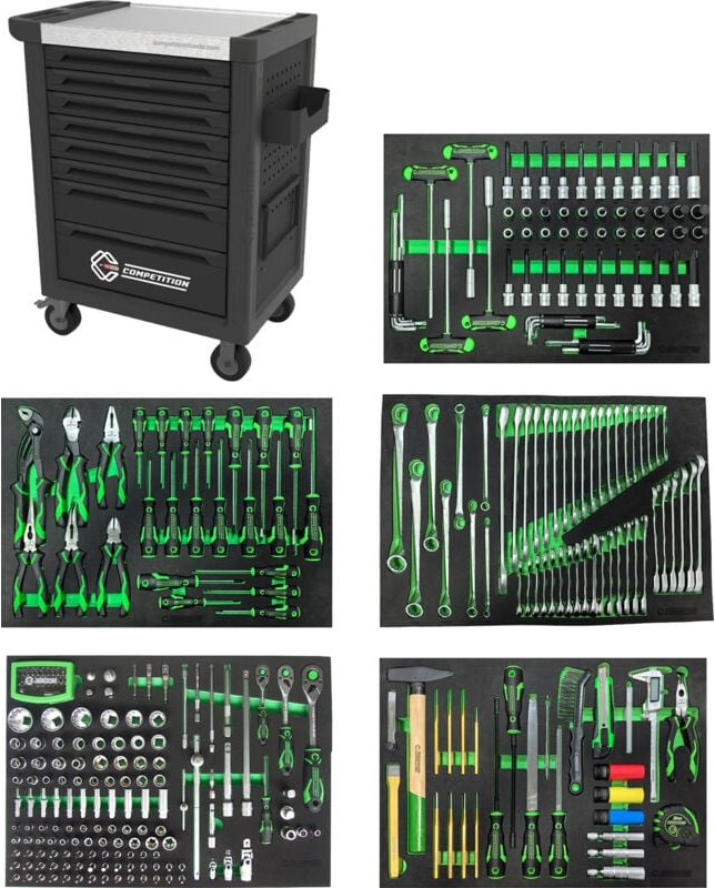 COMPETITION Werkstattwagen mit 8 Schubladen und 341 Premium-Werkzeugen