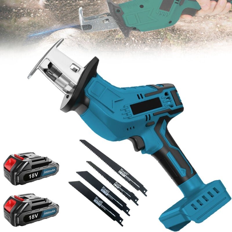 Thumbnail - Teetok - Akku-Säbelsäge 18V Säbelsäge mit 2x 3.0A Li-Ionen-Batterien, Ladegerät, 4 Sägeblättern, Kompatibel mit Makita-A...