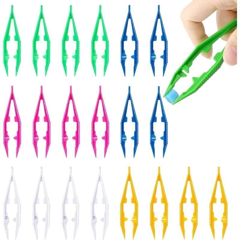 Set mit 10 mehrfarbigen, leichten Kunststoffpinzetten für DIY-Projekte wie elektronische Perlenarbeiten, Bastelarbeiten ...