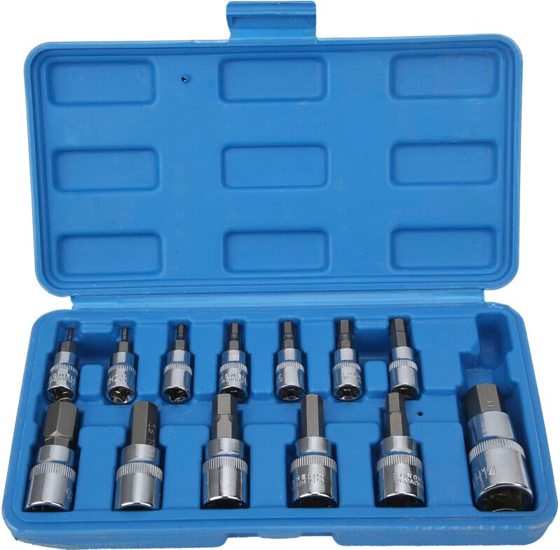 Vierkant-Sechskant-Bit-Steckschlüsselsatz mit Vierkantschlüssel - 1/4 Zoll, 3/8 Zoll, 1/2 Zoll Kfz-Wartungswerkzeug mit ...