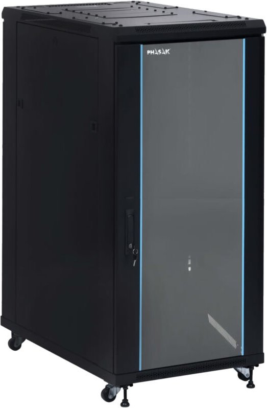 19'-Rackschrank Phasak Pro 27U 600x800 zerlegt pho 6827 - Tür aus gehärtetem Glas de, Belüftung, Stromleiste, verstellba...
